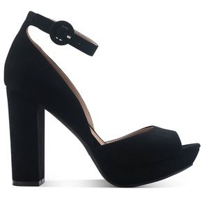 Reeta Block Heel Platform Sandals in Black Size 7